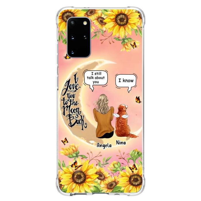 Custom Personalized Memorial Pet Sunflower Phone Case - Adult/Couple With Upto 4 Pets - Memorial Gift Idea For Dog/Cat Lovers - I Love You To The Moon & Back - Case For iPhone & Samsung