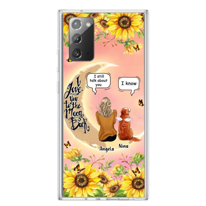 Custom Personalized Memorial Pet Sunflower Phone Case - Adult/Couple With Upto 4 Pets - Memorial Gift Idea For Dog/Cat Lovers - I Love You To The Moon & Back - Case For iPhone & Samsung