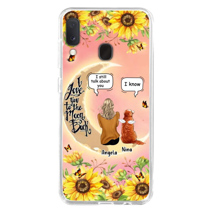 Custom Personalized Memorial Pet Sunflower Phone Case - Adult/Couple With Upto 4 Pets - Memorial Gift Idea For Dog/Cat Lovers - I Love You To The Moon & Back - Case For iPhone & Samsung