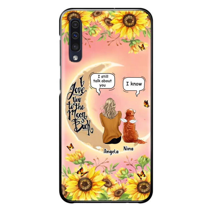 Custom Personalized Memorial Pet Sunflower Phone Case - Adult/Couple With Upto 4 Pets - Memorial Gift Idea For Dog/Cat Lovers - I Love You To The Moon & Back - Case For iPhone & Samsung