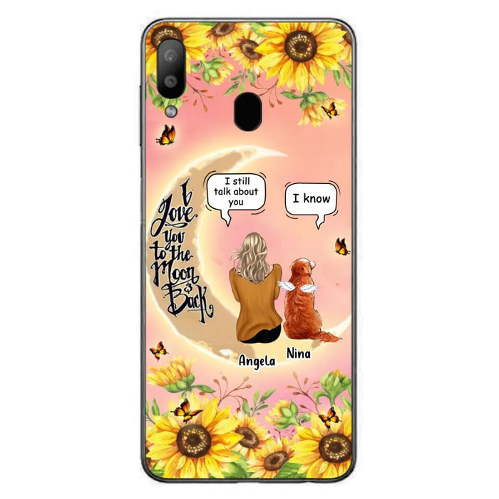 Custom Personalized Memorial Pet Sunflower Phone Case - Adult/Couple With Upto 4 Pets - Memorial Gift Idea For Dog/Cat Lovers - I Love You To The Moon & Back - Case For iPhone & Samsung