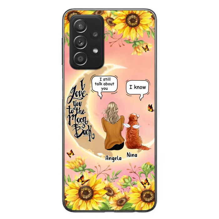 Custom Personalized Memorial Pet Sunflower Phone Case - Adult/Couple With Upto 4 Pets - Memorial Gift Idea For Dog/Cat Lovers - I Love You To The Moon & Back - Case For iPhone & Samsung