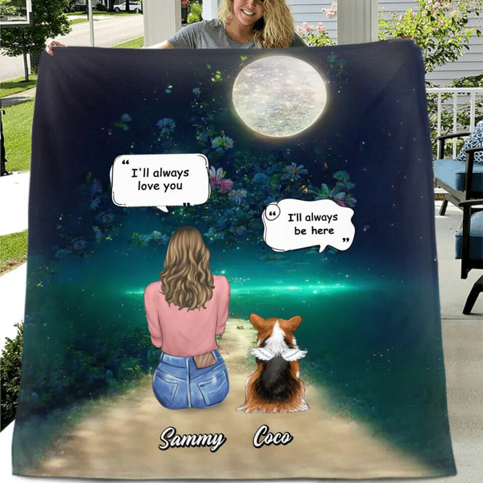 Custom Personalized Memorial Pet Fleece/Quilt Blanket - Memorial Gift Idea For Dog/Cat/Rabbit Lovers - Upto 5 Pets - I'll Always Love You