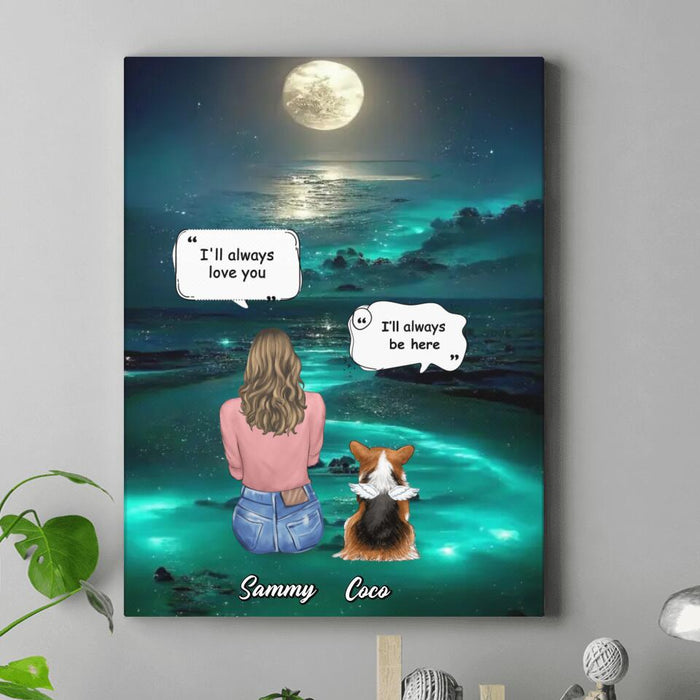 Custom Personalized Memorial Pet Canvas - Memorial Gift Idea For Dog/Cat/Rabbit Lovers - Upto 5 Pets - I'll Always Love You