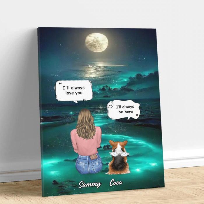 Custom Personalized Memorial Pet Canvas - Memorial Gift Idea For Dog/Cat/Rabbit Lovers - Upto 5 Pets - I'll Always Love You