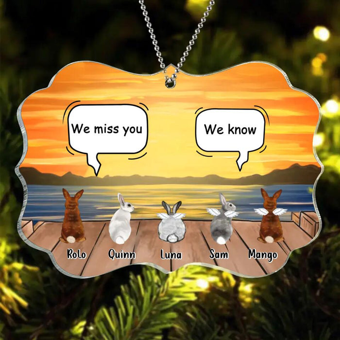 Custom Personalized Memorial Rabbits Acrylic Ornament - Upto 5 Rabbits - Memorial Gift Idea For Rabbits Owners