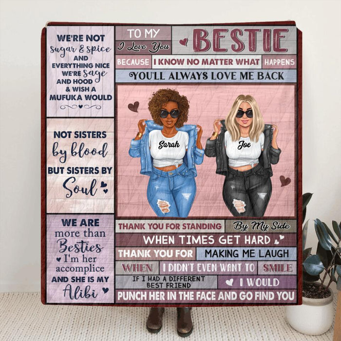 Custom Personalized Besties Single Layer Fleece/Quilt Blanket - Gift Idea For Besties/Friends - Not Sisters By Blood But Sisters By Soul