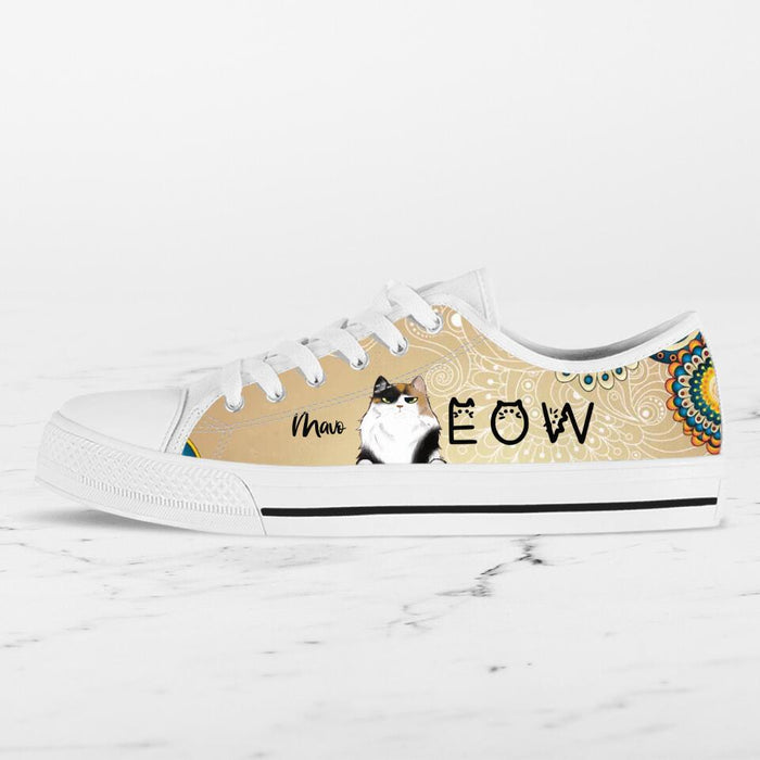 Custom Personalized Meow Cat Sneakers - Upto 4 Cats - Gift Idea For Cat Lovers