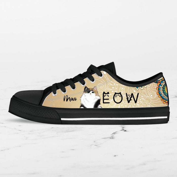 Custom Personalized Meow Cat Sneakers - Upto 4 Cats - Gift Idea For Cat Lovers