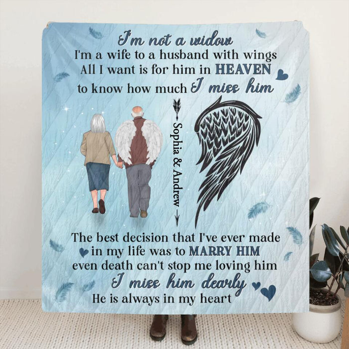 Personalized Memorial Single Layer Fleece/ Quilt - Memorial Gift Idea From Wife To Husband In Heaven  - He Is Always In My Heart