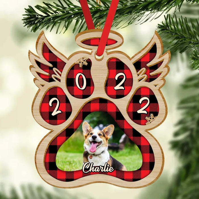 Custom Personalized Dog Photo Wooden Ornament - Memorial Gift Idea For Dog Owner/ Christmas