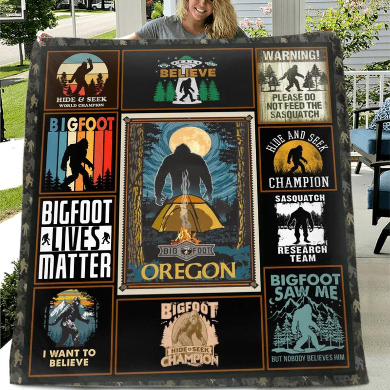 Personalized Bigfoot Fleece Blanket/Quilt - Gift Idea For Family/Friend - Hide & Seek World Champion