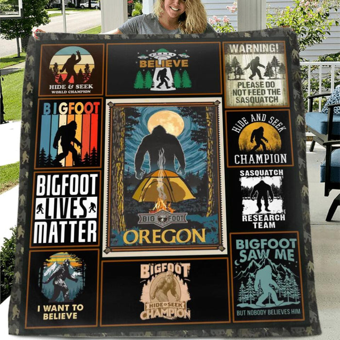 Custom Personalized Bigfoot Fleece/Quilt Blanket - Gift Idea For Family/Friend - Hide & Seek World Champion