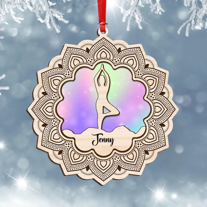 Custom Personalized Yoga Wooden Ornament - Christmas/Birthday Gift Idea for Yoga Lovers