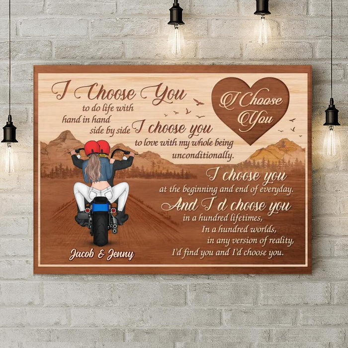 Personalized Biker Canvas - I'd Find You and I'd Choose You - Gift Idea For Couple/ Biker Lover/ Birthday