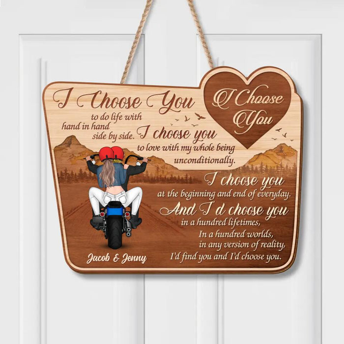 Personalized Biker Wooden Sign - I'd Find You and I'd Choose You - Gift Idea For Couple/ Biker Lover/ Birthday