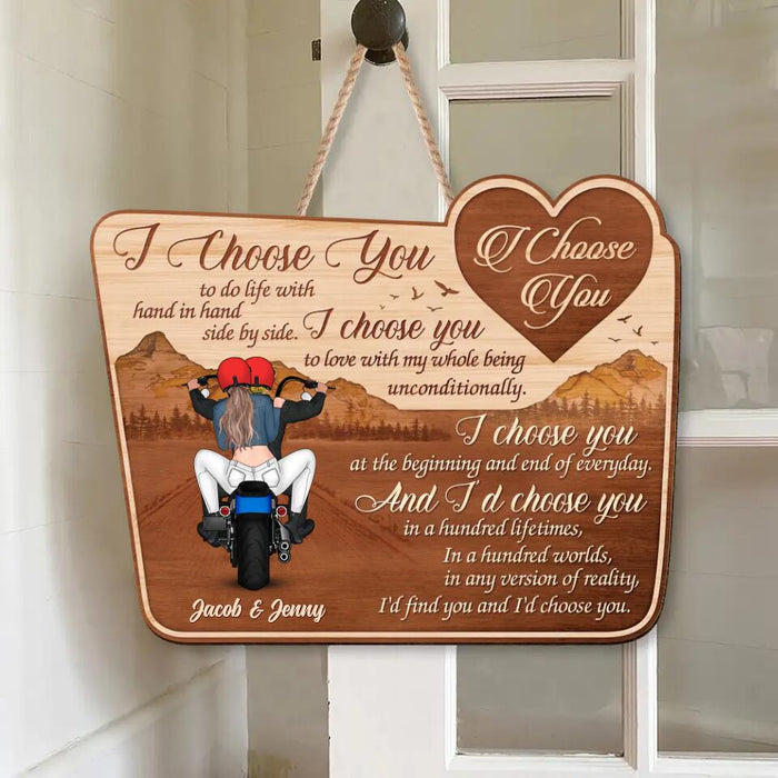 Personalized Biker Wooden Sign - I'd Find You and I'd Choose You - Gift Idea For Couple/ Biker Lover/ Birthday