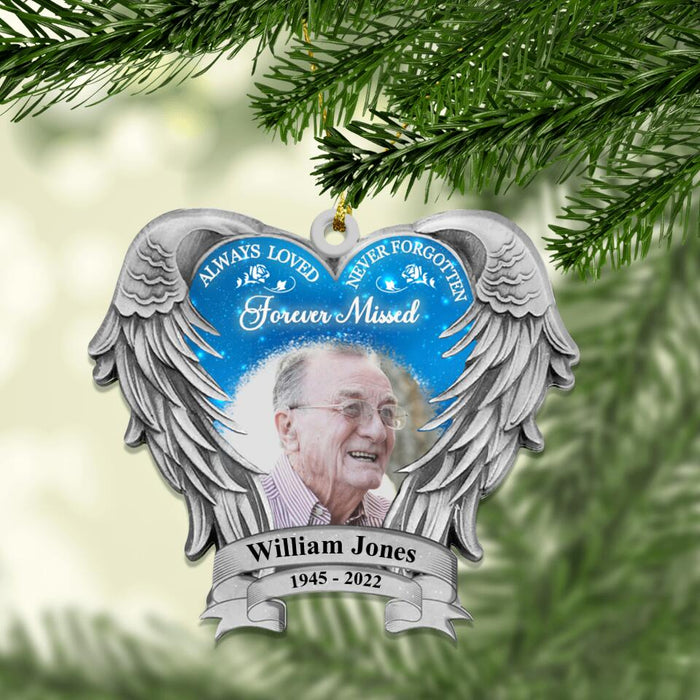 Custom Personalized Memorial Wooden Ornament - Upload Photo - Remembrance Gift For Loss Of Loved Ones - Always Loved Never Forgotten Forever Missed