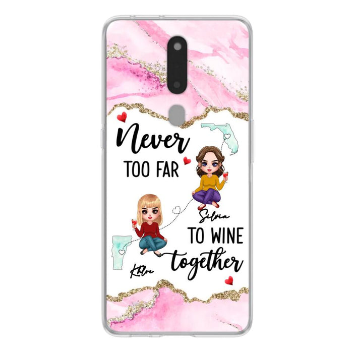 Personalized Bestie Xiaomi/ Huawei/ Oppo Case - Gift Idea For Bestie/ Long Distance Friendship - Never Too Far To Wine Together