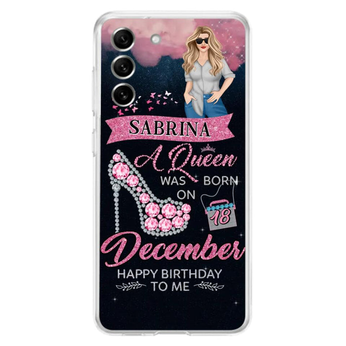 Custom Personalized Birthday Queen Phone Case - Gift Idea For Friends/Birthday - A Queen Was Born - Case for iPhone/Samsung