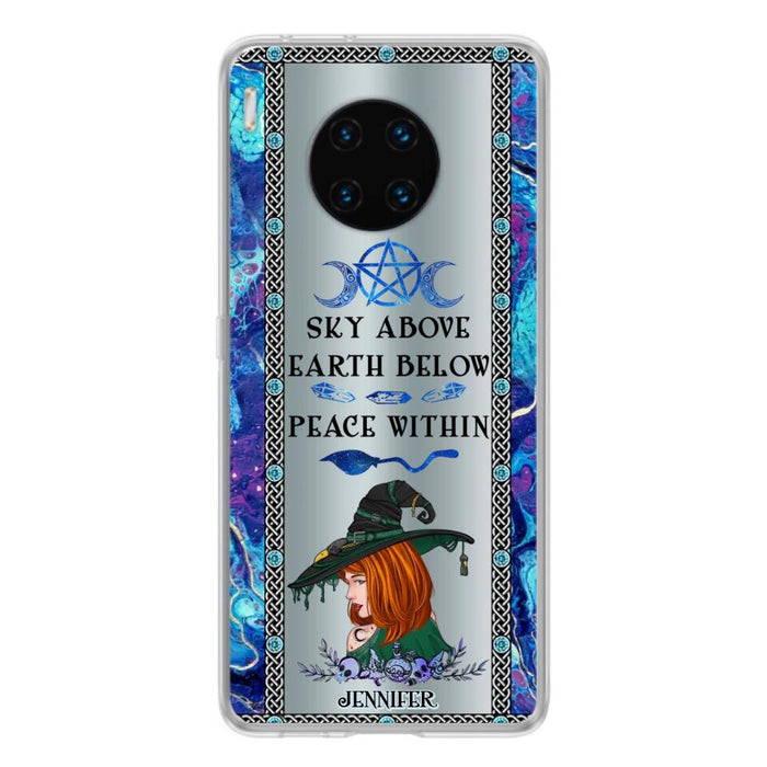 Custom Personalized Witch Phone Case - Gift Idea For Witch Lovers - Sky Above Earth Below Peace Within - Cases For Oppo, Xiaomi & Huawei