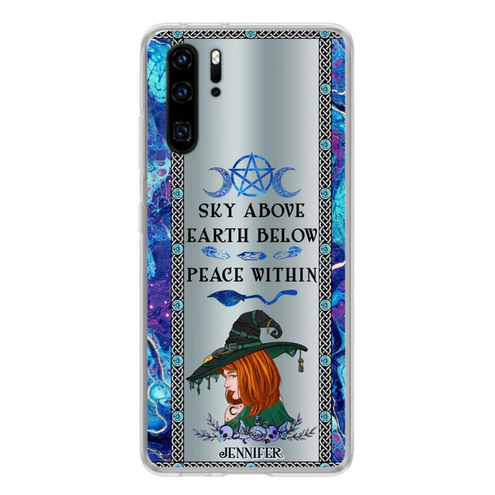 Custom Personalized Witch Phone Case - Gift Idea For Witch Lovers - Sky Above Earth Below Peace Within - Cases For Oppo, Xiaomi & Huawei