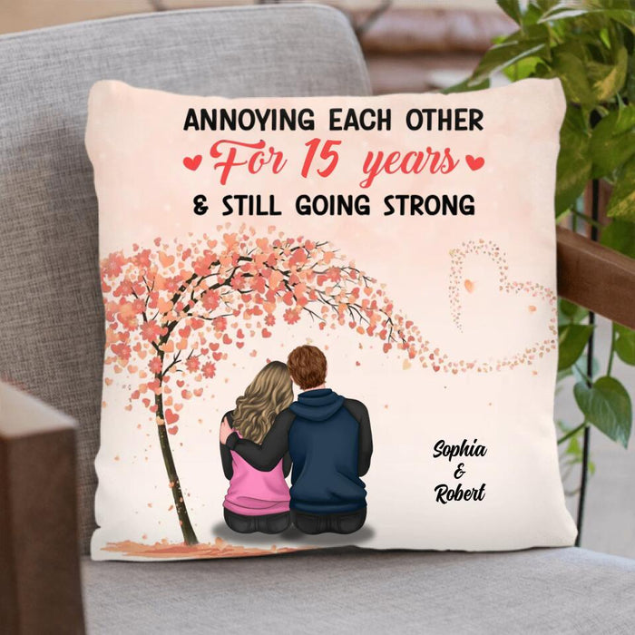 Custom Personalized Couple Quilt/Single Layer Fleece Blanket/Pillow Cover - Gift Idea For Couple/Lovers - Annoying Each Other For 15 Years & Still Going Strong