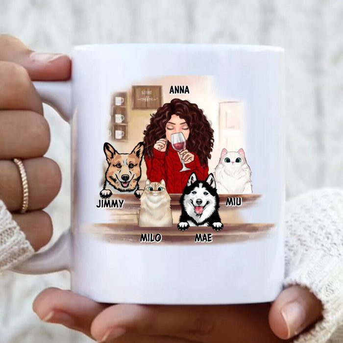 Custom Personalized Pet Mom Coffee Mug - Mother's Day Gift For Dog Mom, Cat Mom - Mom With 3 Pets Coffee Mug - Up To 3 Pets