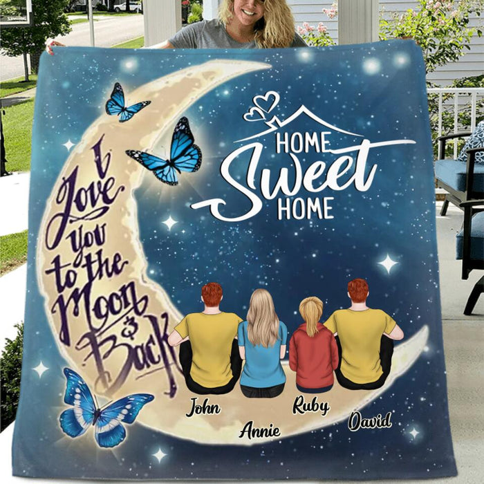 Custom Personalized Family Pillow Cover/ Fleece Throw Blanket/Quilt Blanket - Gift Idea For Family - Upto 4 People - Together Is Our Favorite Place To Be