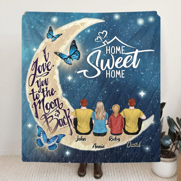 Custom Personalized Family Pillow Cover/ Fleece Throw Blanket/Quilt Blanket - Gift Idea For Family - Upto 4 People - Together Is Our Favorite Place To Be