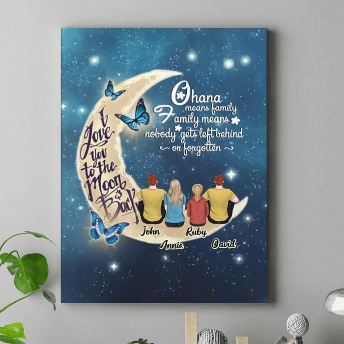 Custom Personalized Family Canvas - Gift Idea For Family - Upto 4 People - Ohana Means Family