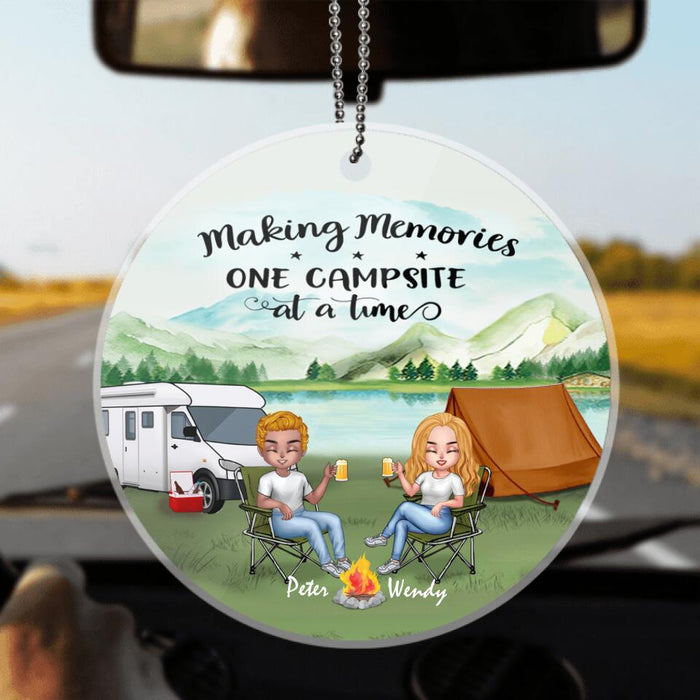 Custom Personalized Camping Chibi Ornament - Couple With Upto 3 Dogs - Gift Idea For Camping lover - Making Memories One Campsite At A Time