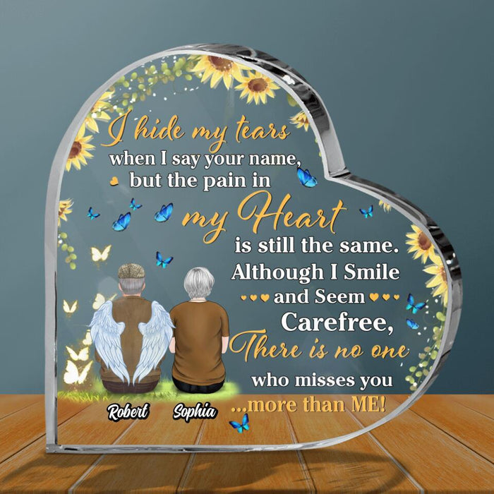 Custom Personalized Memorial Crystal Heart - Memorial Gift Idea For Couple - I Hide My Tears When I Say Your Name