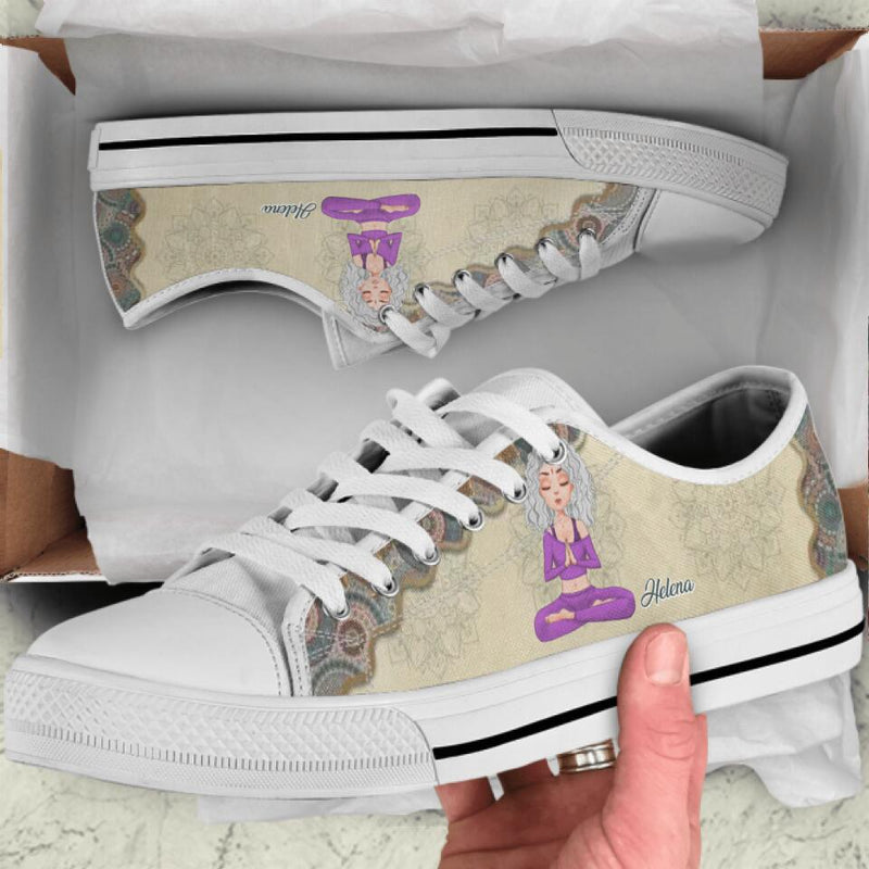 Personalized Yoga Canvas Low Top Sneakers - Gift for Yoga Lover