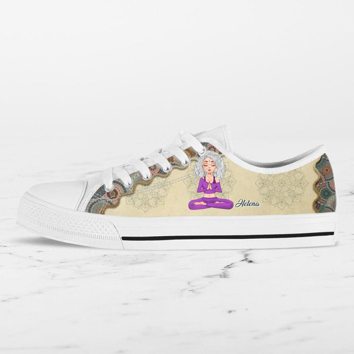 Custom Personalized Yoga Canvas Low Top Sneakers - Gift for Yoga Lover