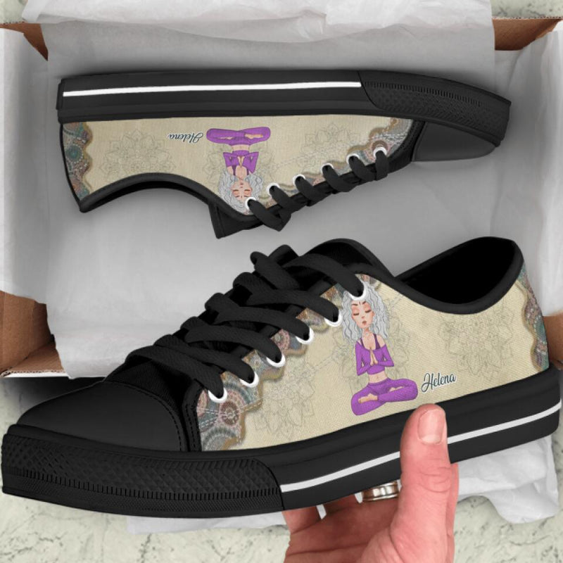Personalized Yoga Canvas Low Top Sneakers - Gift for Yoga Lover