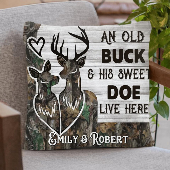 Custom Personalized Deer Hunting Pillow Cover, Cushion Cover - Gift for Couple, Husband and Wife, Hunting Lovers