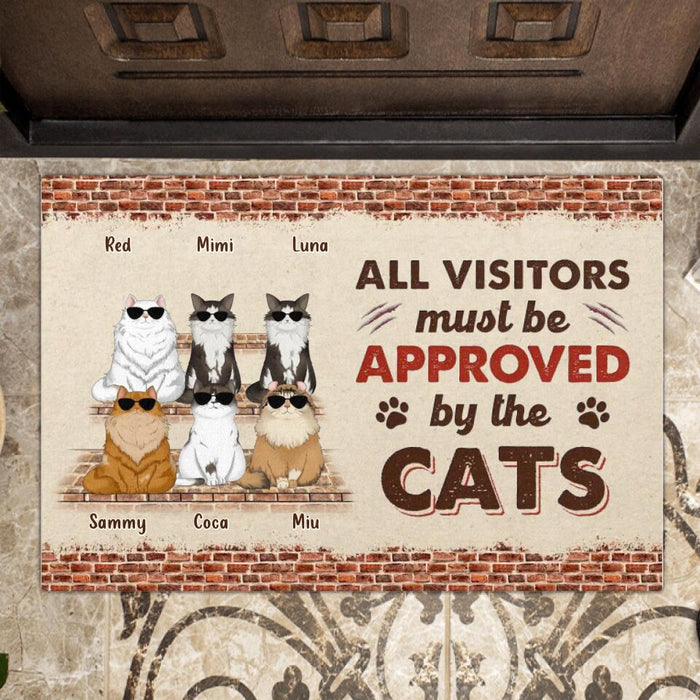 Personalized Pet Doormat - With up to 6 Cats/ Dogs - All Visitors Must Be Approved By The Cats - Welcome Gift Idea For Cat/ Dog Lovers