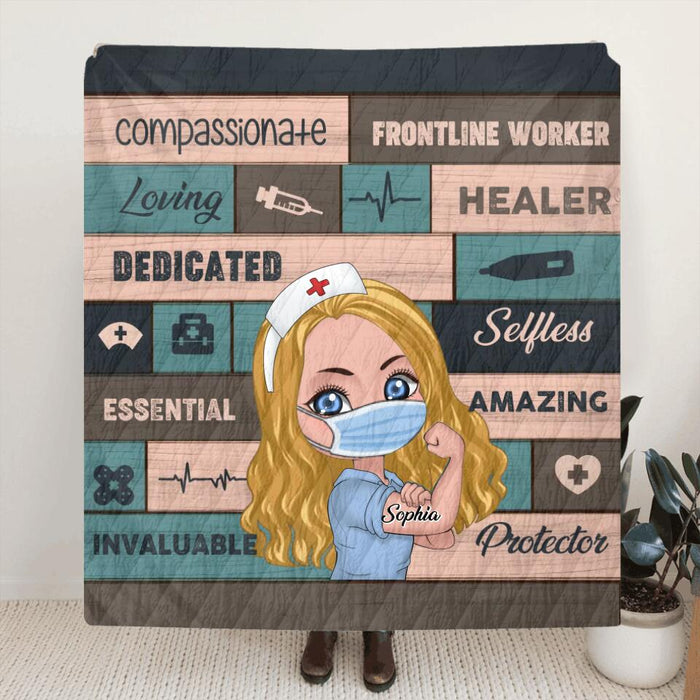 Custom Personalized Nursing Is A Work Of Heart Pillow Cover/ Fleece/Quilt Blanket - Gift For Nurse, Coworkers, Sister