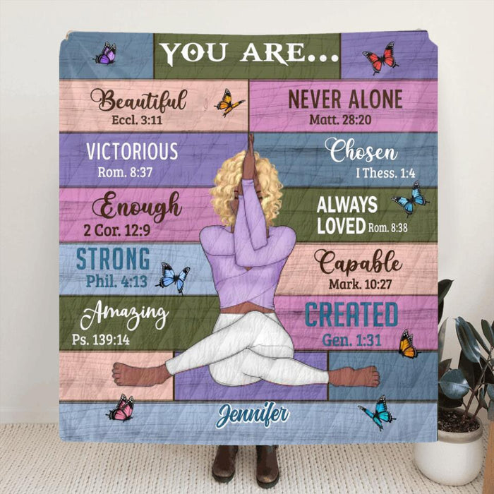 Custom Personalized Daughter Bible Verses Quilt/Single Layer Fleece Blanket/Pillow Cover - Gift Idea For Daughter - God Says You Are