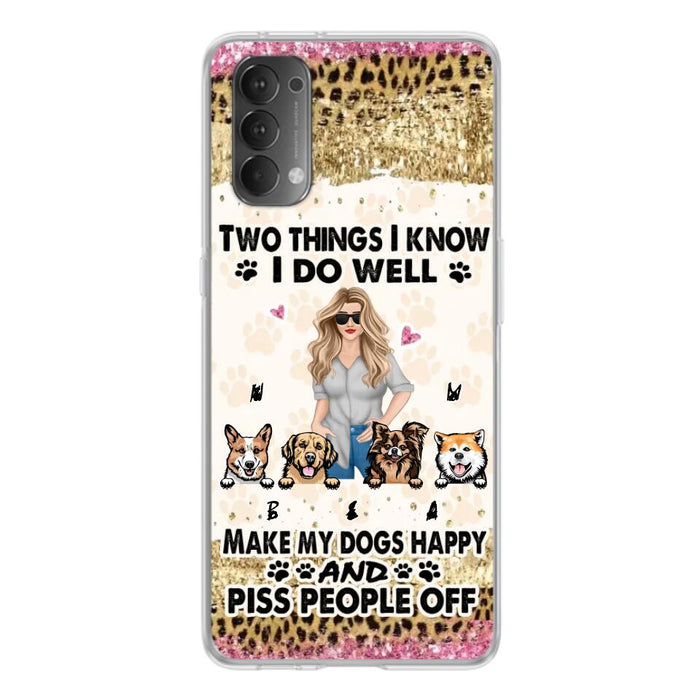 Custom Personalized Happy Dog Mom Phone Case - Gift Idea For Dog Lovers/Dog Owners - Upto 4 Dogs - Two Things I Know I Do Well - Case For Oppo, Xiaomi & Huawei