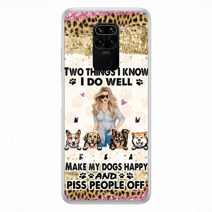 Custom Personalized Happy Dog Mom Phone Case - Gift Idea For Dog Lovers/Dog Owners - Upto 4 Dogs - Two Things I Know I Do Well - Case For Oppo, Xiaomi & Huawei