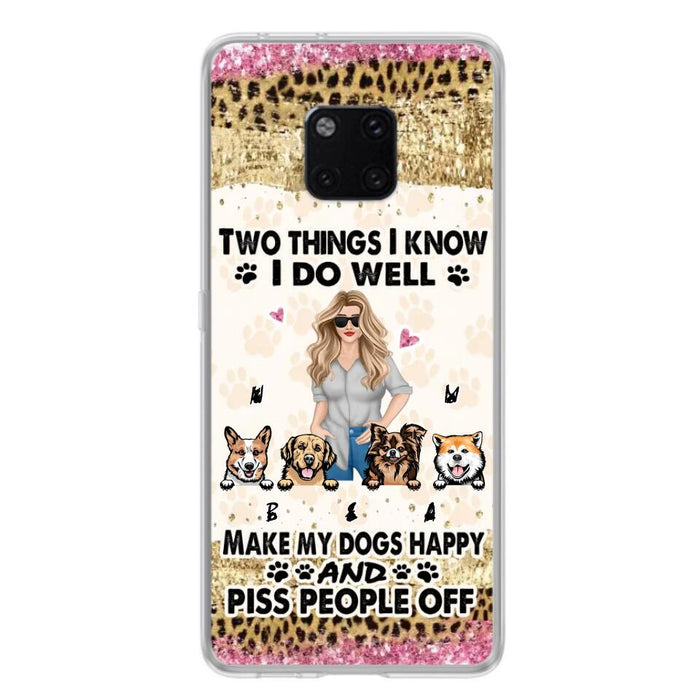 Custom Personalized Happy Dog Mom Phone Case - Gift Idea For Dog Lovers/Dog Owners - Upto 4 Dogs - Two Things I Know I Do Well - Case For Oppo, Xiaomi & Huawei