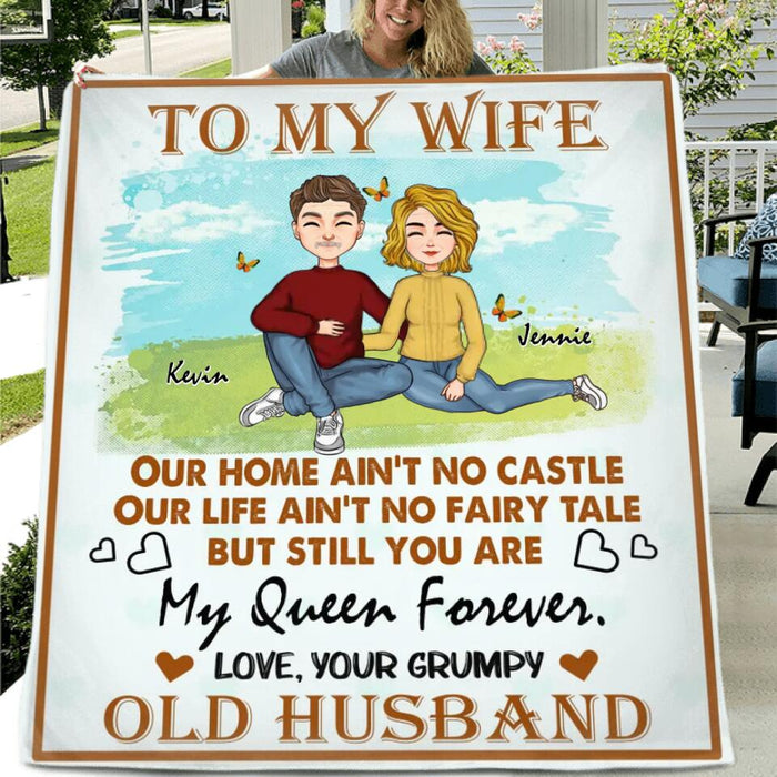 Personalized Couple Single Layer Fleece/ Quilt Blanket - Gift Idea From Husband To Wife - To My Wife, You Are My Queen Forever