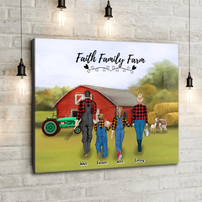 Custom Personalized Farming Family Canvas - Gift For Whole Family, Farmers