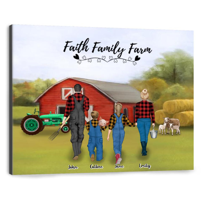 Custom Personalized Farming Family Canvas - Gift For Whole Family, Farmers