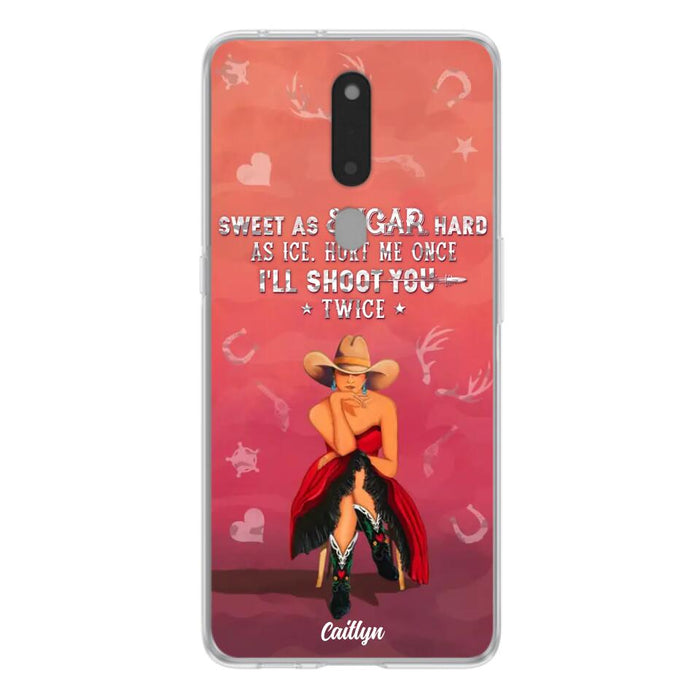 Custom Personalized Country Girl Phone Case - Gift Idea For Girl/ Birthday Gift - Sweet As Sugar Hard As Ice Hurt Me Once I'll Shoot You Twice - Case For Xiaomi, Oppo And Huawei