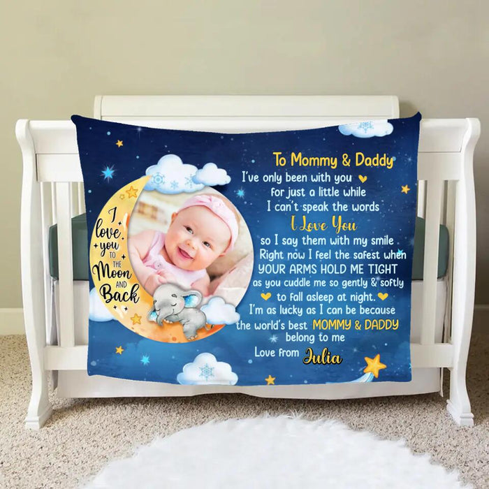 Custom Personalized Baby Photo Single Layer Fleece Blanket - Gift Idea For Baby - To Mommy & Daddy