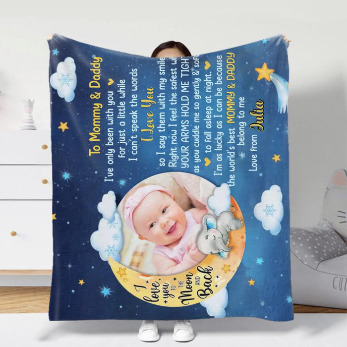 Custom Personalized Baby Photo Single Layer Fleece Blanket - Gift Idea For Baby - To Mommy & Daddy