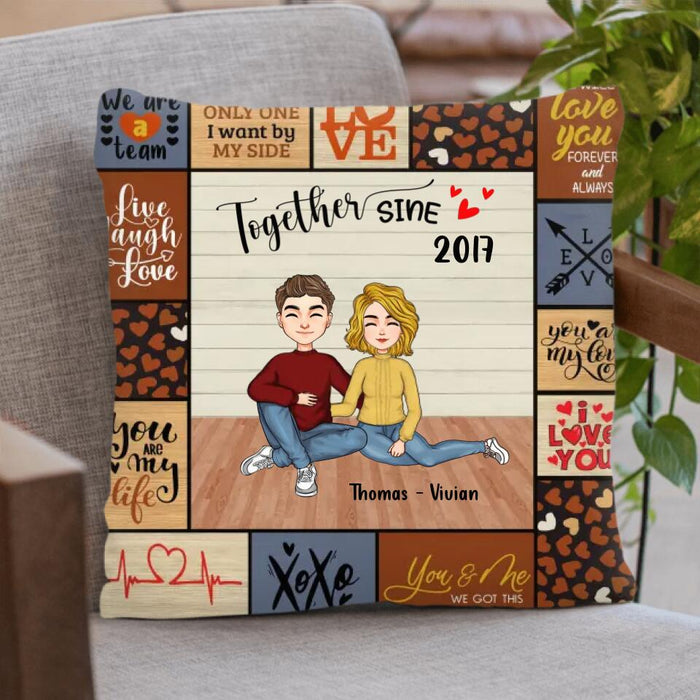 Custom Personalized Together Couple Quilt/Single Layer Fleece Blanket/Pillow Cover - Gift Idea For Couple - Together Since 2017